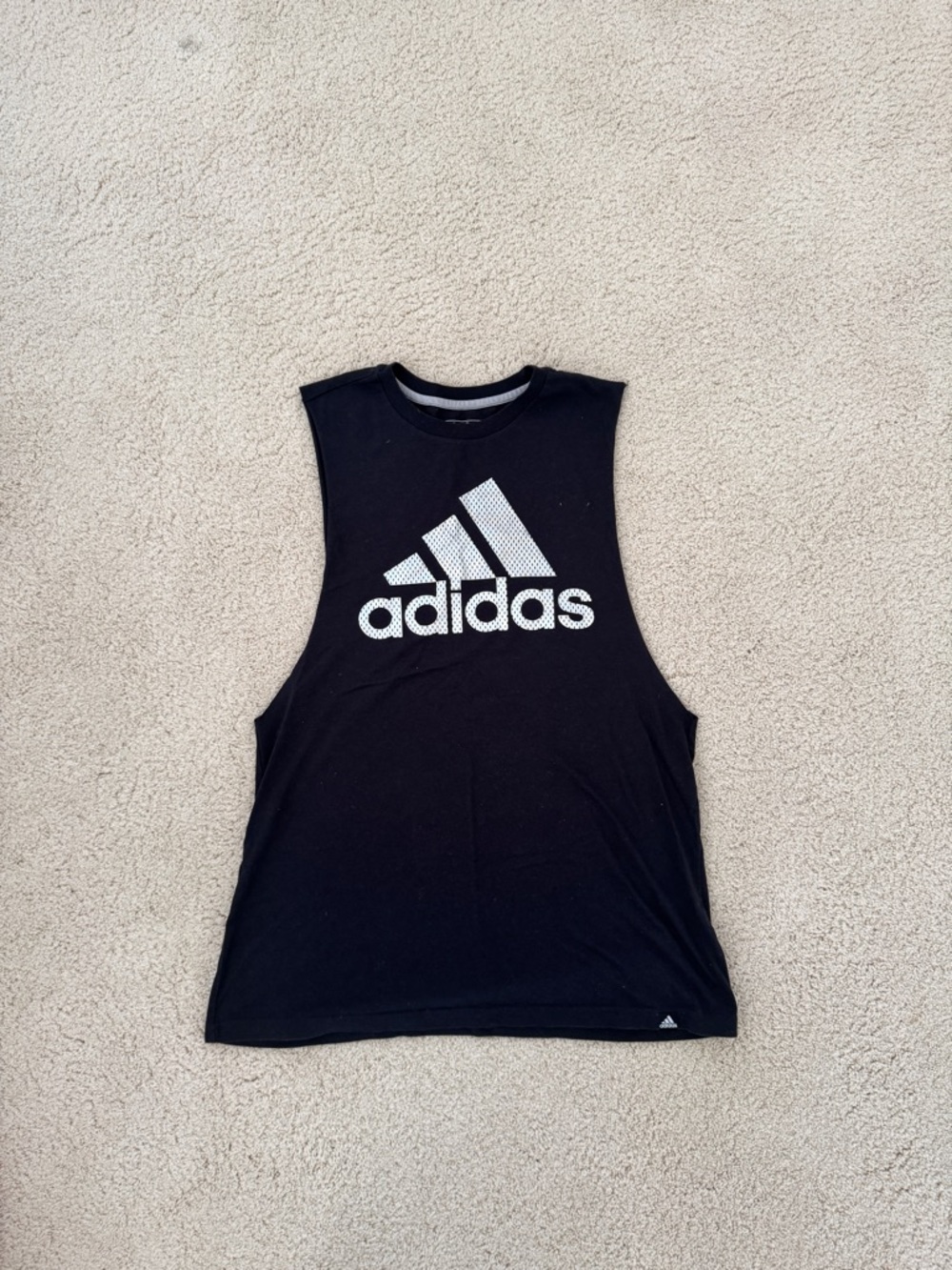 adidas Black Go-To Performance Tee Tank with Bold White Print